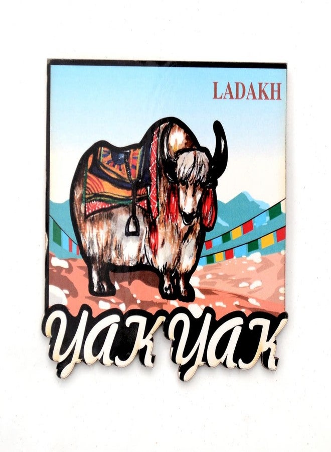 SKYWALK Leh Ladakh Souvenir Wooden Yak Yak Fridge Magnet (Multicolour)
